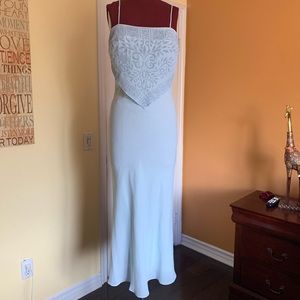 Vintage Powder Blue Beaded Evening Dress